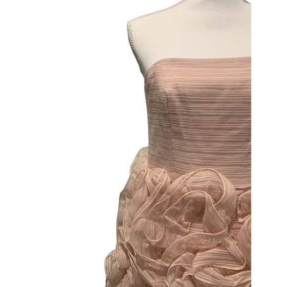 HALSTON HERITAGE Strapless Ruffle Dress Size 6 Pink NWT $595 - Picture 4 of 11